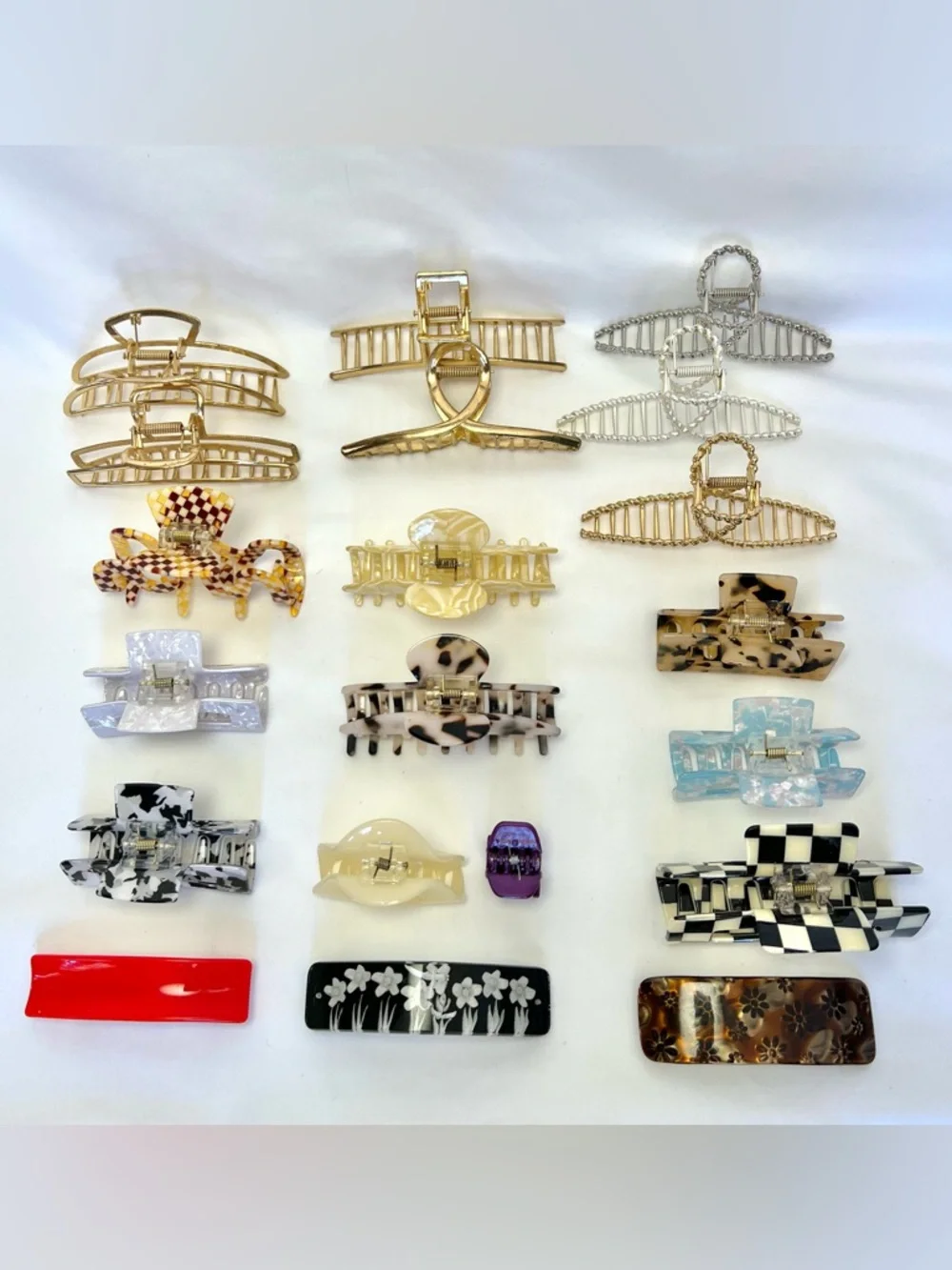 Hair Clip Claw Jaw Accessories Bundle Lot Tortoise Plastic Metal